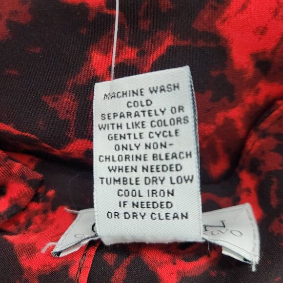 Carmen Marc Valvo Red and Black Print Blouse with Bell Sleeves NWT Size XL - Picture 8 of 9